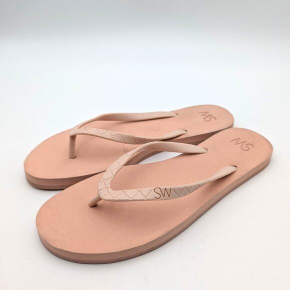 Stuart Weitzman Embossed Flip Flop Sandals Women's Pink Size US10 EU41 - Picture 2 of 11
